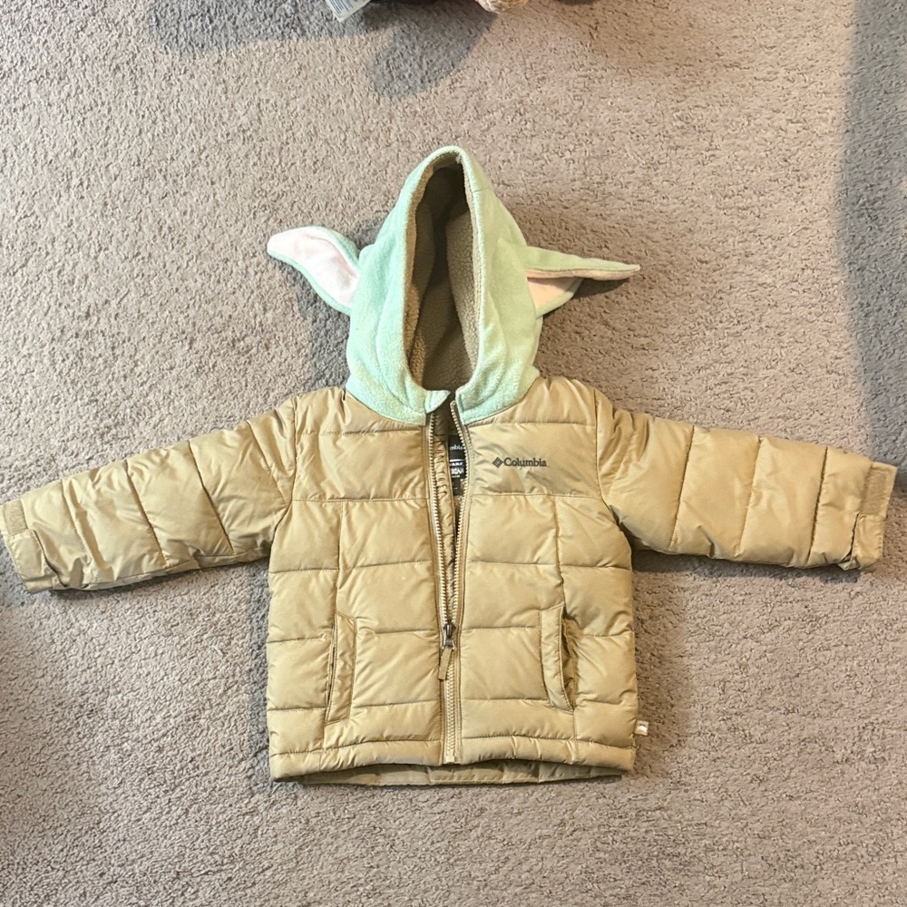 Columbia Beige Puffer Jacket with Mint Hood